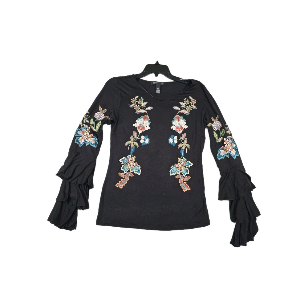 INC International Concepts Anna Sui Embroidered Ruffle Bell Sleeve Top‎ XS